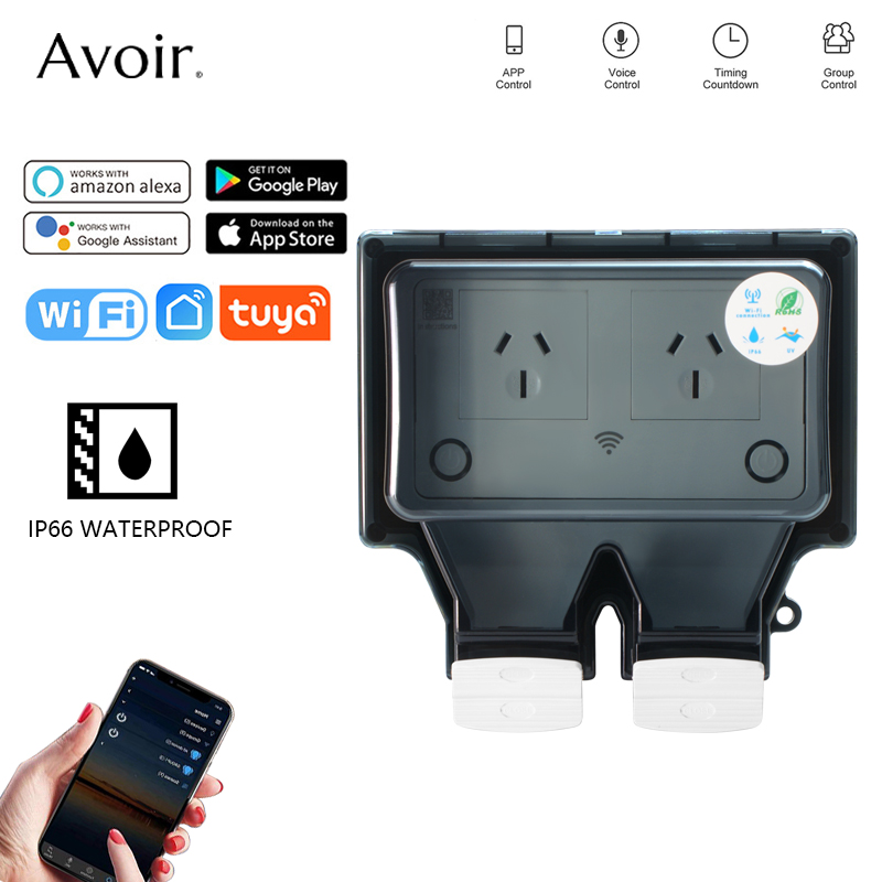 Outdoor Power Quincy - Avoir-Prise électrique étanche Tuya avec minuterie,