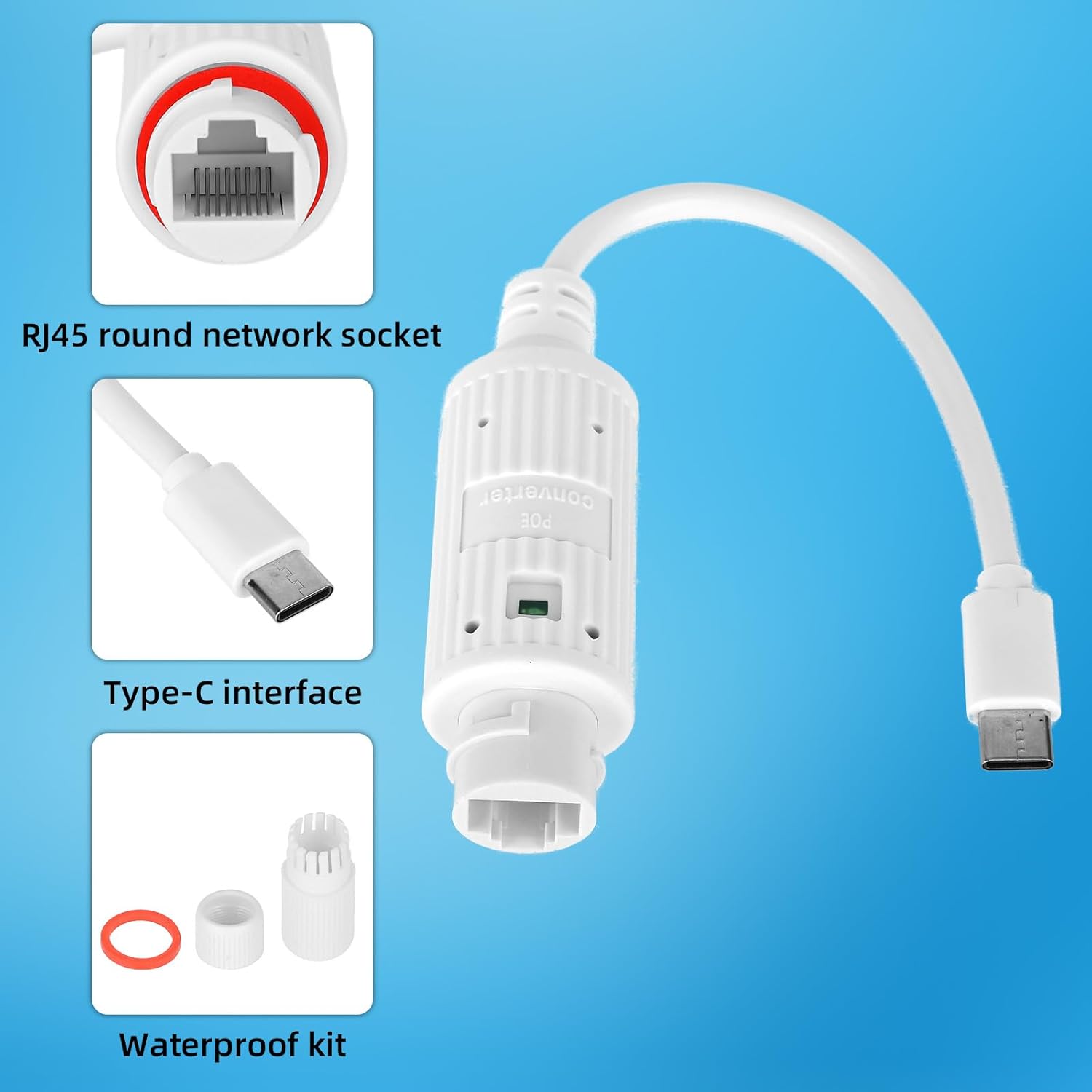 Outdoor Power Inc - Convertisseur d'alimentation PoE vers USB-C, étanche